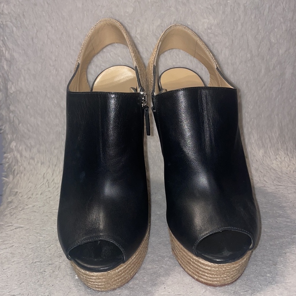 Gucci Black ‘Tiffany’ Peep Toe Espadrille Wedge Sandals size 38.5 - Picture 6 of 10